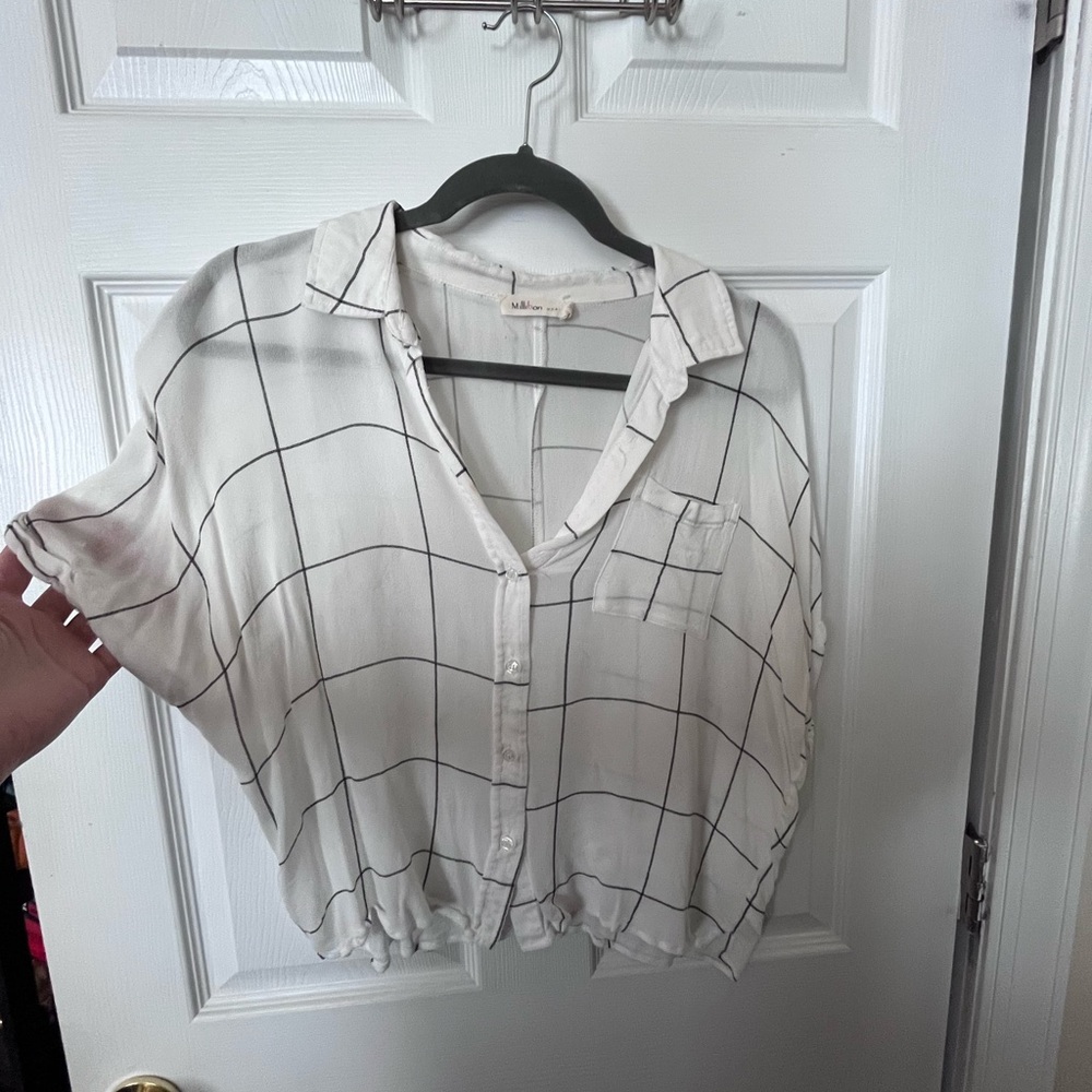 Millibon Black and White Checkered Button Down Shirt